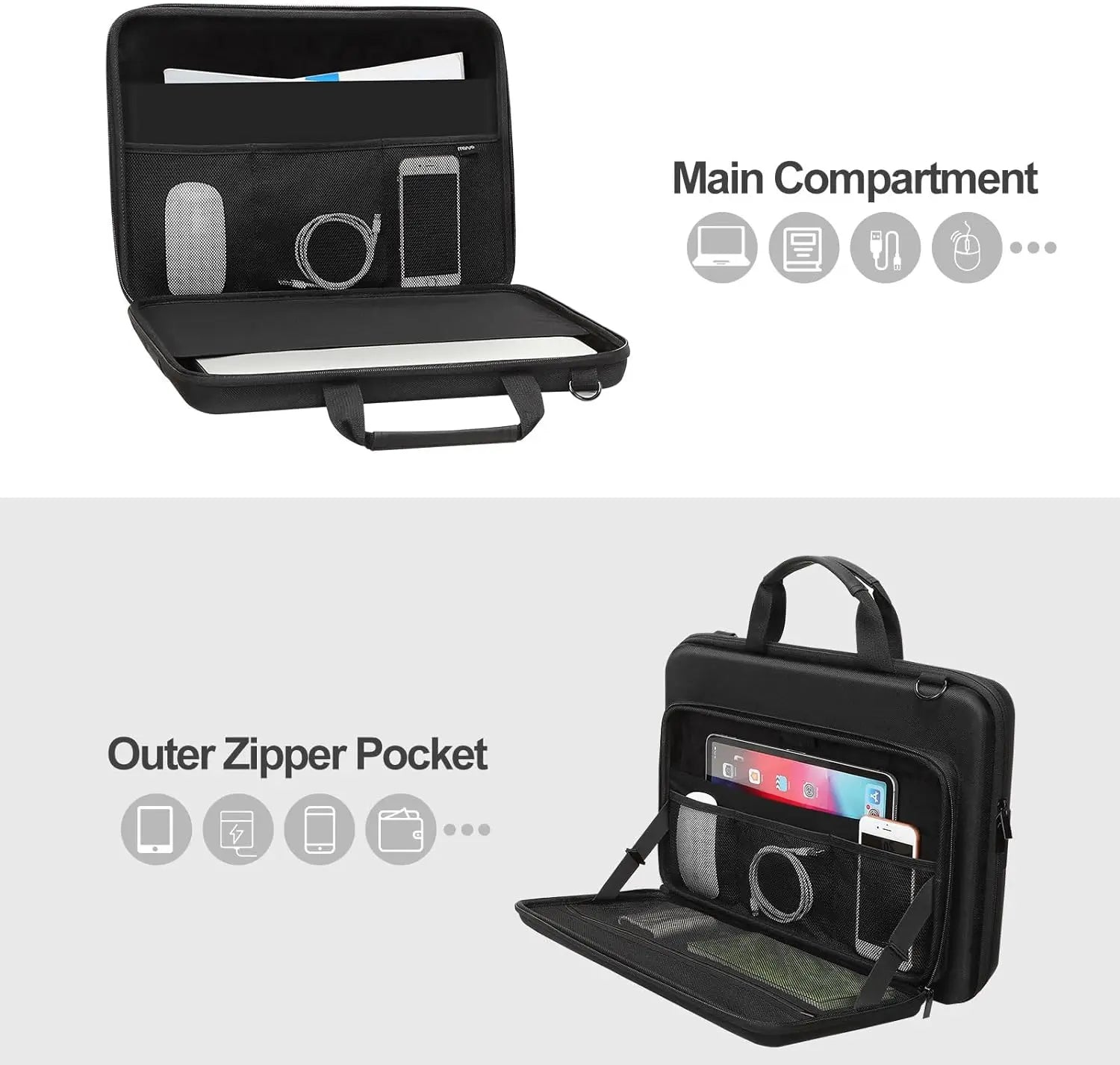 Hard Shell Waterproof Laptop Shoulder Bag (13–17 Inch) – Shockproof Case for MacBook Air/Pro M1–M4, HP, Dell, Lenovo, ASUS