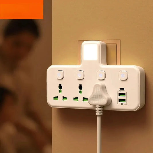 Universal Power Strip – EU/UK/US/AU Plug Multi-Socket Outlet with USB Charger, Surge Protection & Individual Switches for Home & Office