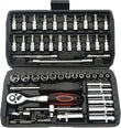 46 Piece 1/4 inch Drive Socket Set – Metric Ratchet Wrench Kit with 4-14 mm CR-V Sockets for Household & Auto Repair