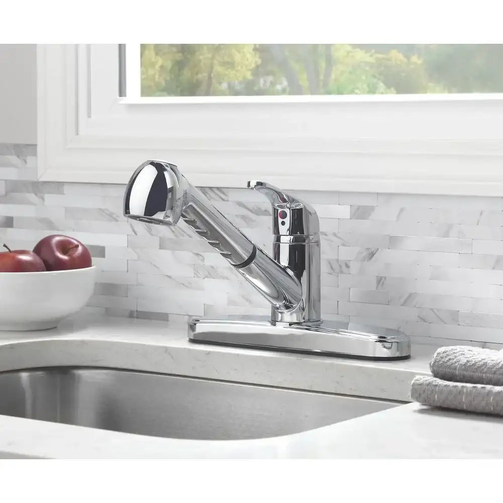 Single‑Handle Pull‑Out Kitchen Sink Faucet with Dual‑Function Sprayer – Chrome Finish, 2-Function Stream & Spray, Easy Install 🚰✨