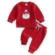 Santa Claus Embroidered Long-Sleeve Sweatshirt & Solid Pants Set for Toddler Boys & Girls