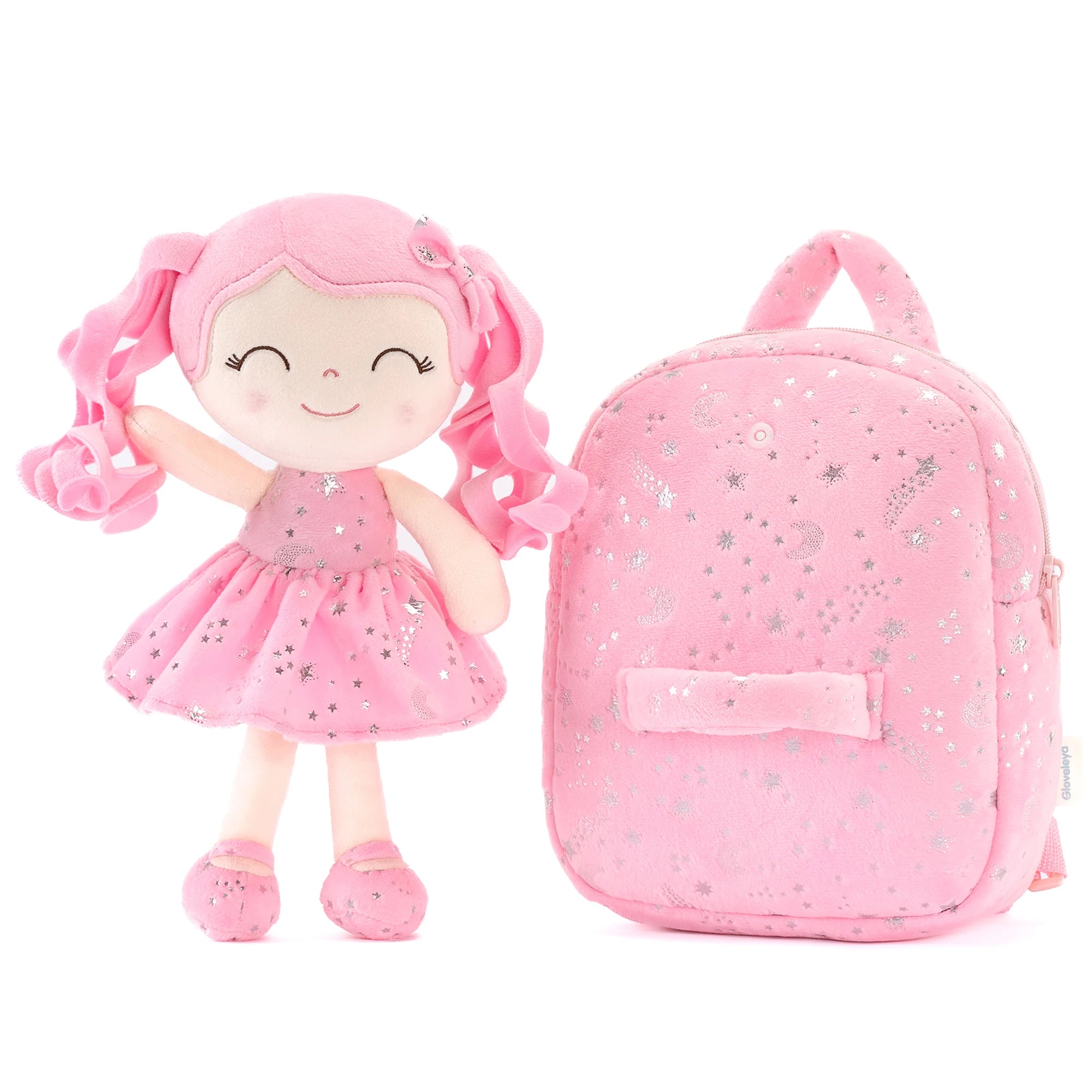 Gloveleya Plush Backpack – Starry Sky Curly Hair Doll Bag for Kids | Soft Toddler Backpack for Baby Girls & Preschool Gifts