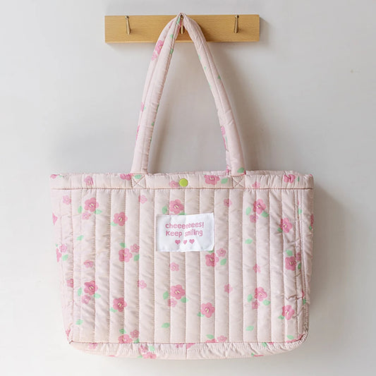 Women’s Printed Padded Sling Bag – Large Capacity Floral Puffer Bag for Work, Travel & Daily Use 👜✨