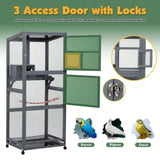 68" Large Wooden Bird Cage Aviary – Outdoor Bird House on Wheels with Pull-Out Tray for Easy Cleaning