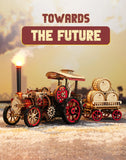 “Robotime ROKR Tractor Locomotive – 3D Wooden Puzzle Steam Engine Model Kit for Adults & Kids”