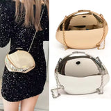 Shell-Shaped Mirrored Metallic Clutch Bag – Gold & Silver Evening Crossbody Purse for Women, Party & Formal Events