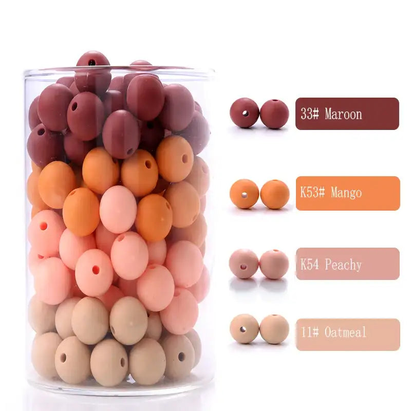 100-Piece 12 mm Silicone Beads Set for Baby Teething & Pacifier Chain – BPA-Free Chewable DIY Accessory