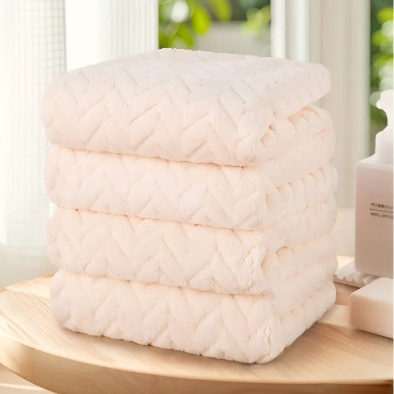 Solid Color Towel Set – 4pcs Ultra Soft & Highly Absorbent Towels, 4 Color Options for Bathroom, Kitchen & Daily Home Use