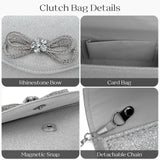 Women’s Crystal Bow Handbag – Elegant Satchel Clutch Purse with Chain Strap | Shiny Evening Crossbody & Shoulder Bag
