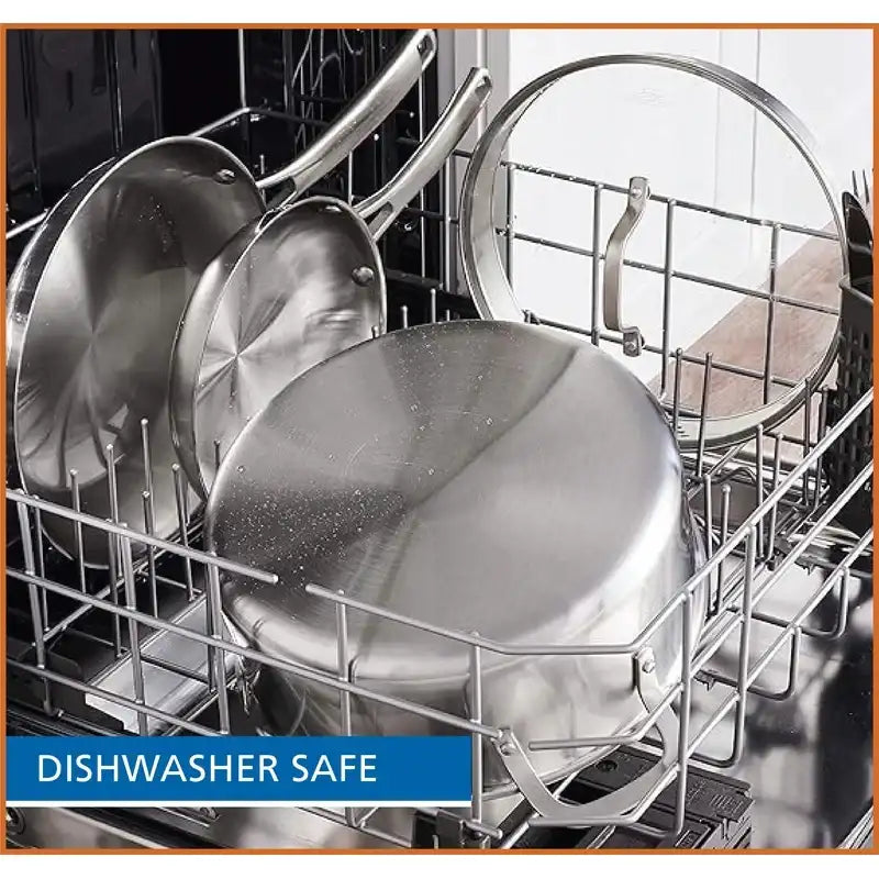 3 Quart Induction-Compatible Stainless Steel Saucepan with Straining Lid & Tri-Ply Base