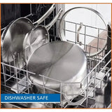 3 Quart Induction-Compatible Stainless Steel Saucepan with Straining Lid & Tri-Ply Base