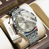 Poedagar Men’s Business Watch – Stainless Steel Waterproof Quartz Wristwatch with Luminous Dial & Date/Week Display