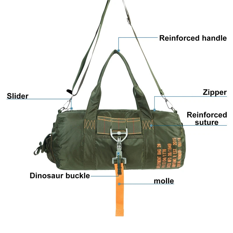 LQARMY Tactical Parachute Duffle Bag – 1000D Nylon Outdoor Travel & Camping Crossbody Pack