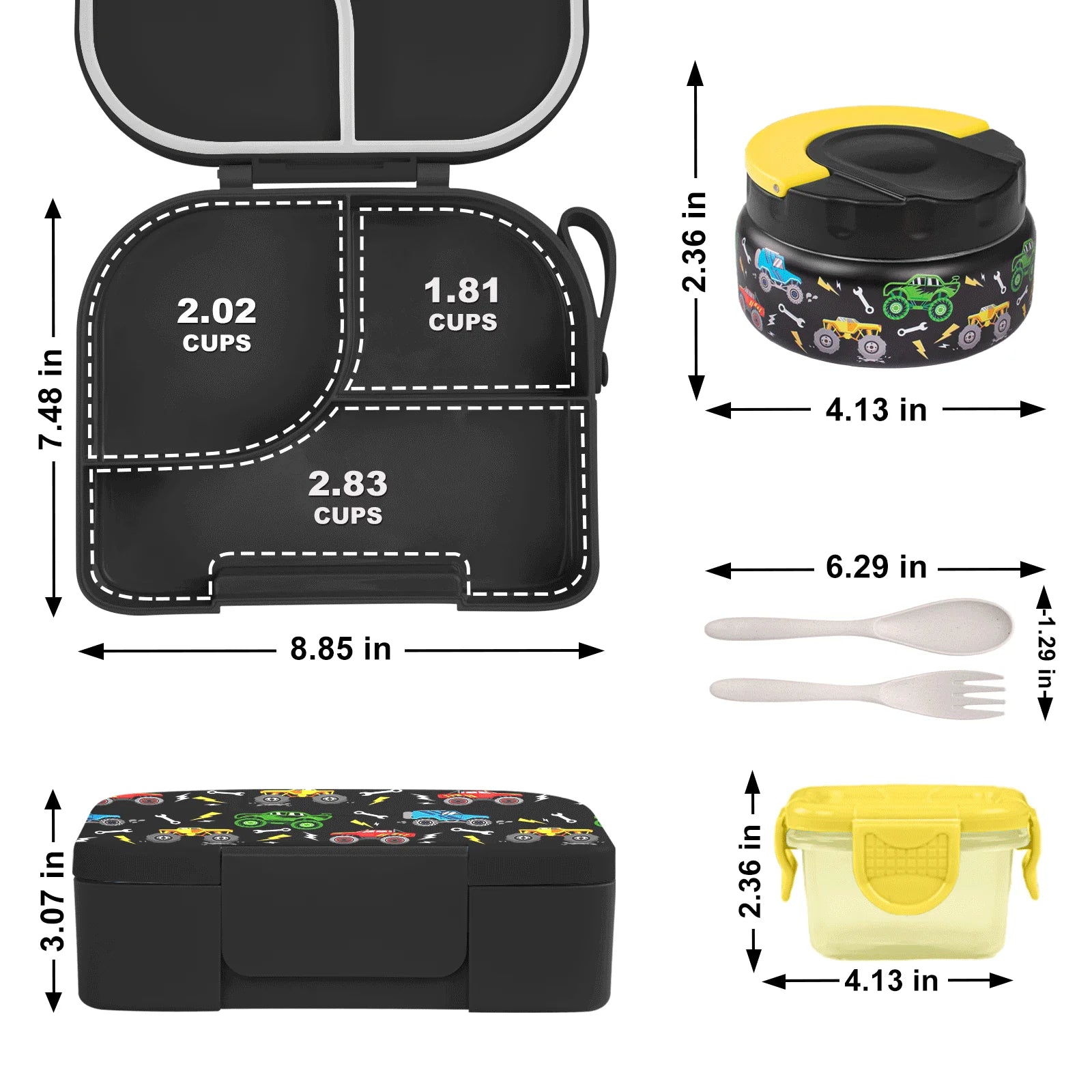 Toddler Leak-Proof Bento Lunch Box & Insulated Hot Food Jar with Lunch Bag – Kids School & Travel Meal Set