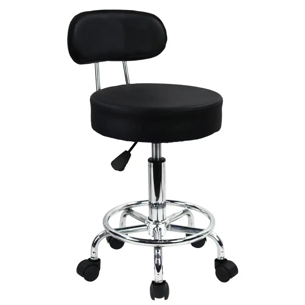 KKTONER PU Leather Rolling Stool Mid-Back with Footrest – Height Adjustable Swivel Drafting Task Chair for Office & Home