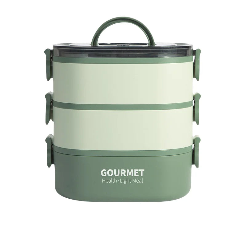 Stackable 3-Layer Bento Lunch Box – Leak-Proof Large Capacity Microwave-Safe Food Container