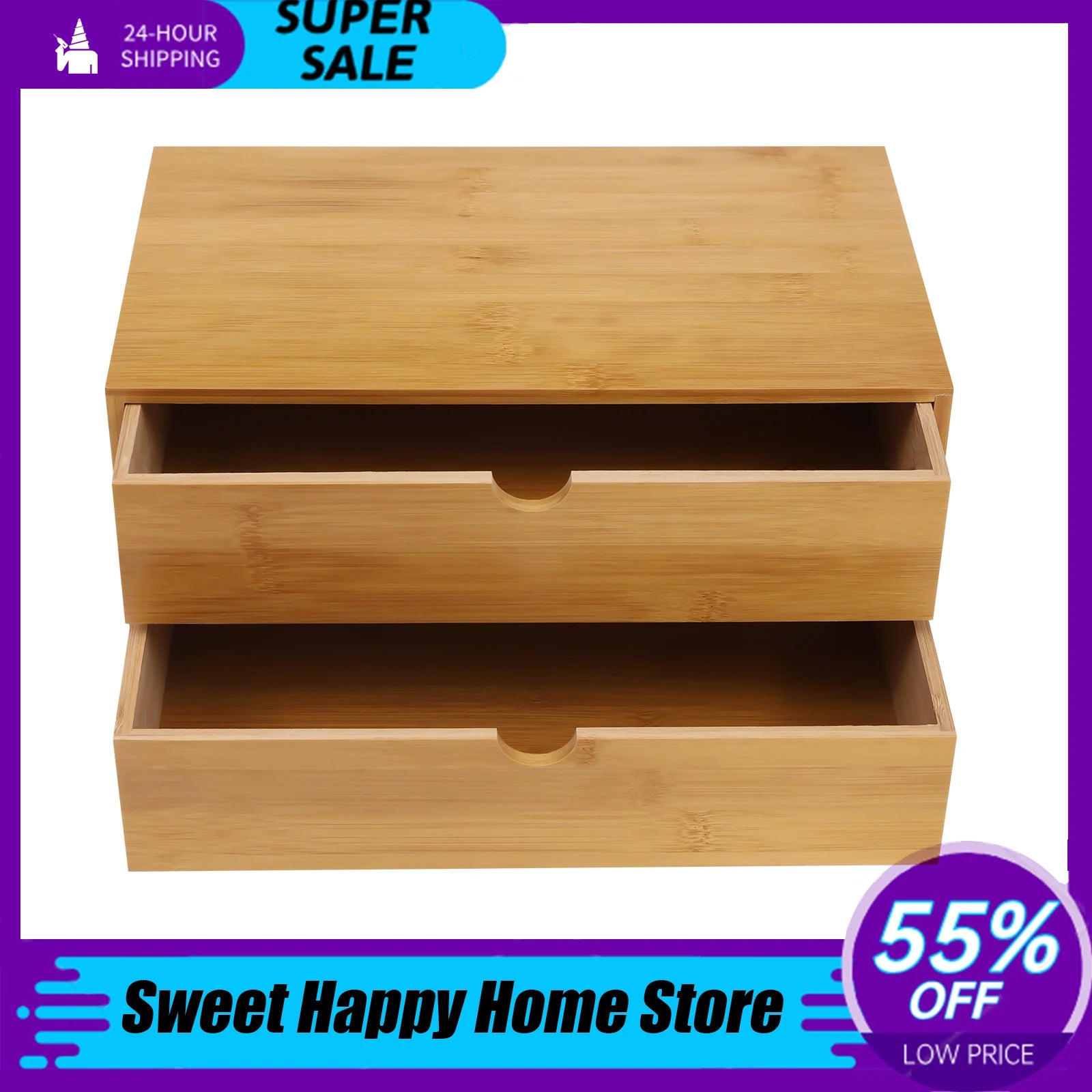 Mini Bamboo Desk Drawer Storage Box – 4-/2-Drawer Tabletop Organizer for Home & Office