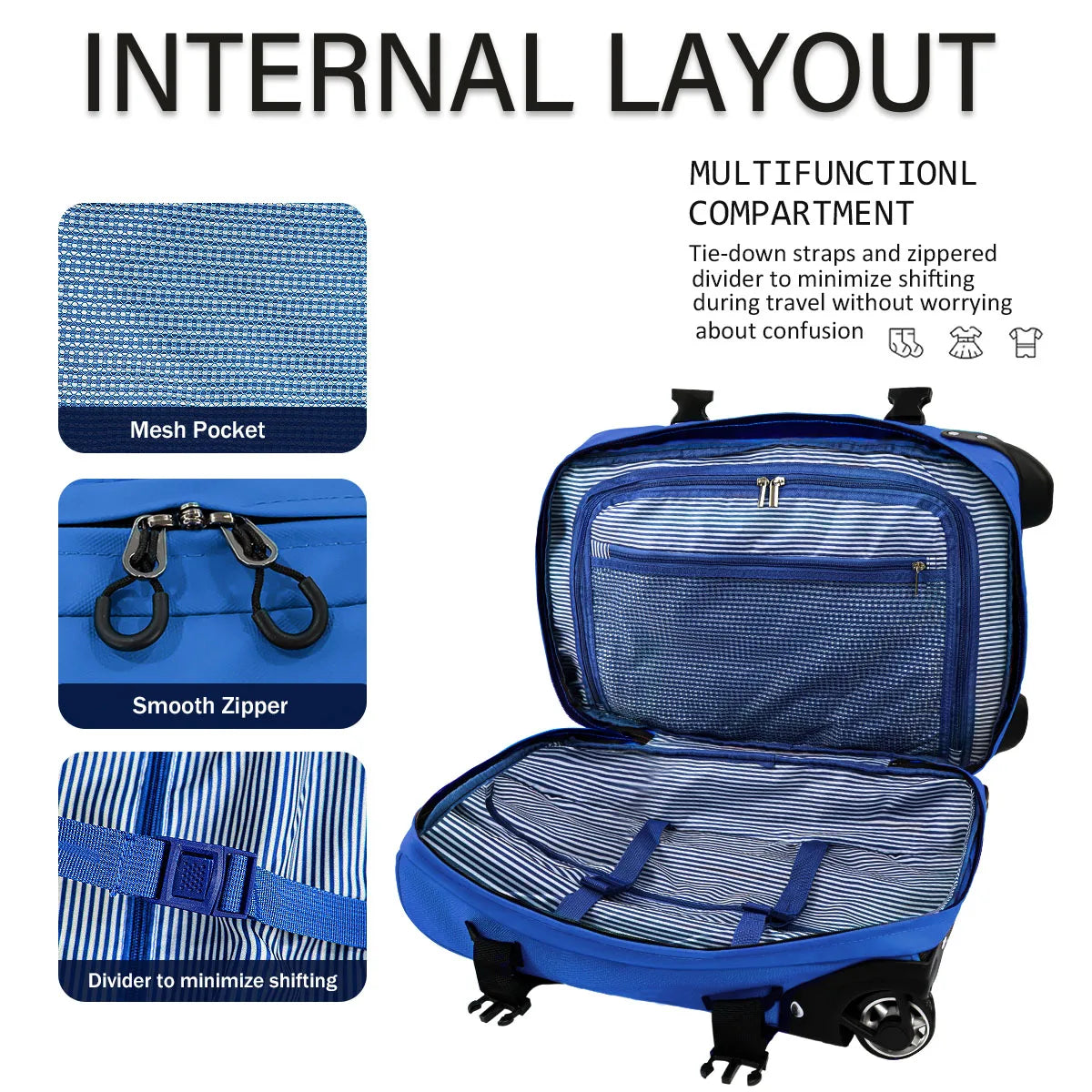 3-in-1 Waterproof Rolling Duffel Set (20”-26”-30”) – Softside Trolley Travel Bags for Long Trips & Outdoor Adventures