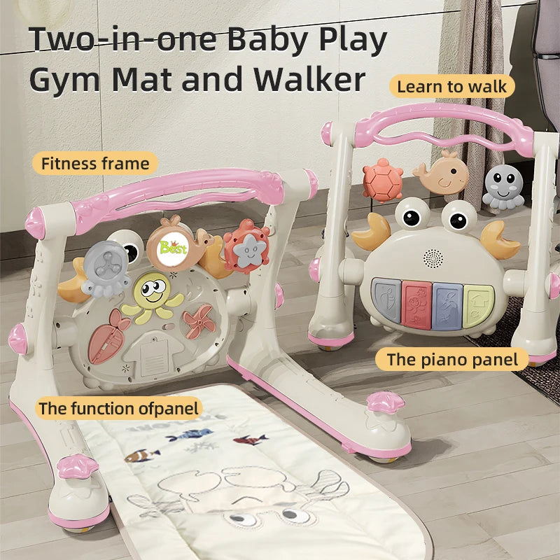 4-in-1 Baby Car Fitness Rack – Toddler Walker with Piano, Push Trolley, Activity Table & Multi-Function Toy for 0–18 Months