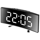 Creative LED Curved Mirror Alarm Clock – Large Display Digital Desk & Bedside Clock for Home, Office & Dormitory