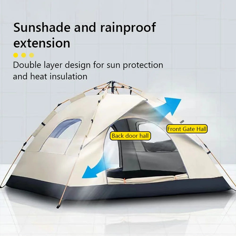 Automatic Quick-Opening Camping Tent – 2 Doors, 2 Windows, Waterproof Shelter for Outdoor Travel ⛺🌞
