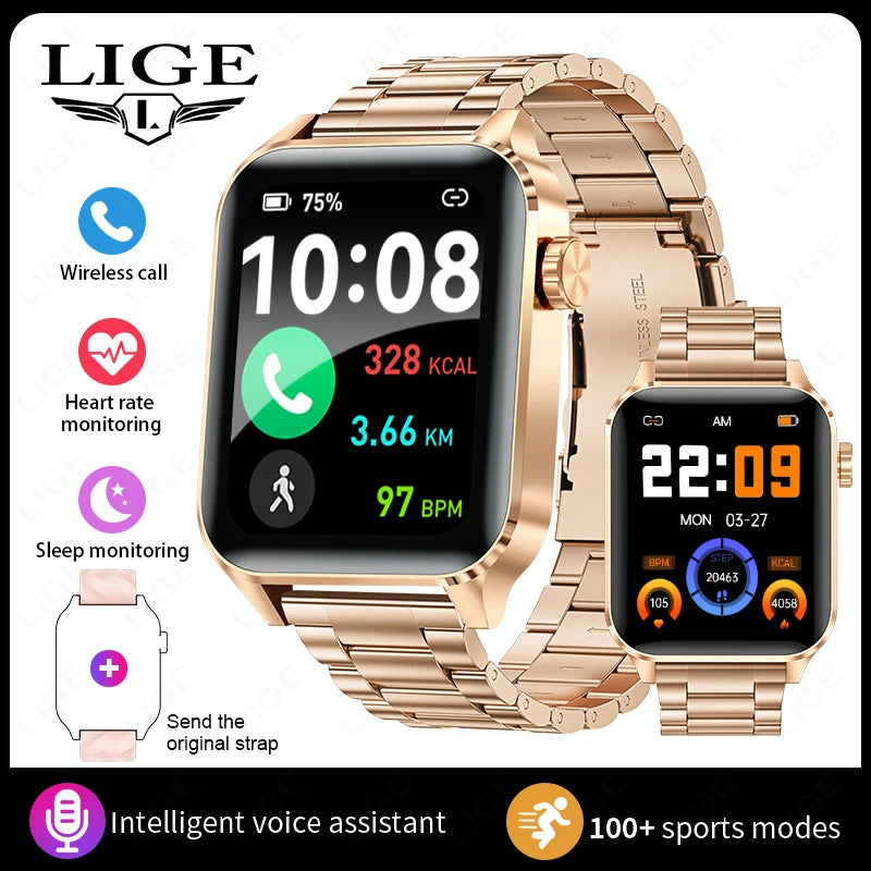 LIGE 1.85” HD Smart Watch for Women – Bluetooth Call, Fitness & Health Monitor Bracelet, Elegant Ladies Smartwatch