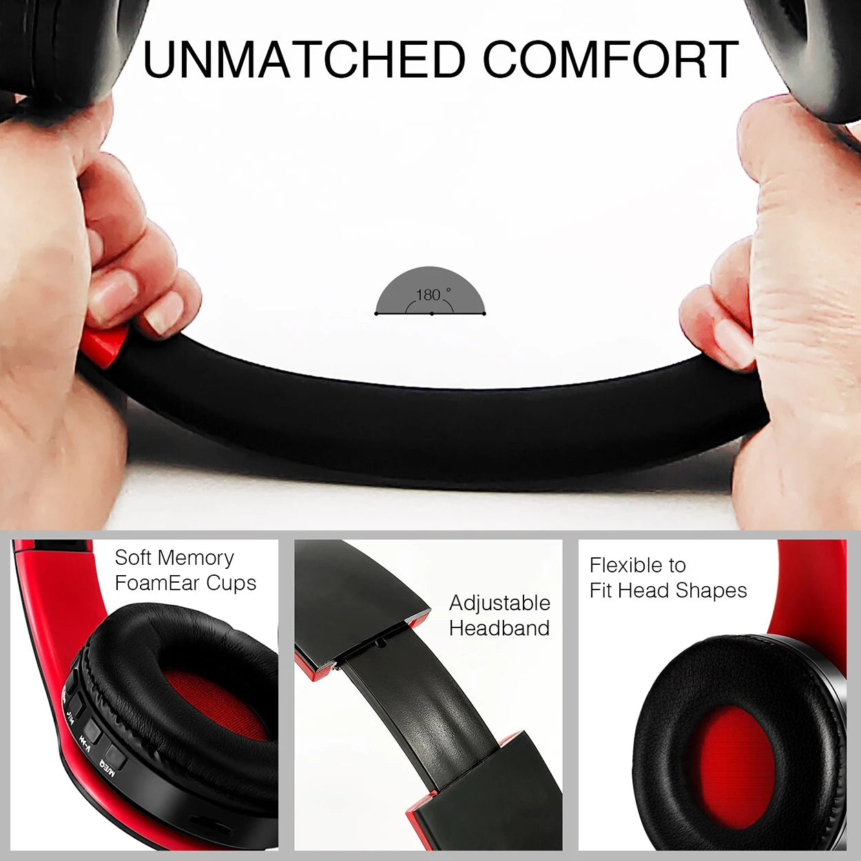 “2025 Upgraded Wireless Bluetooth Headphones – Over-Ear Stereo Headset with Mic for Music, Sports, Smartphone, TV & PC”