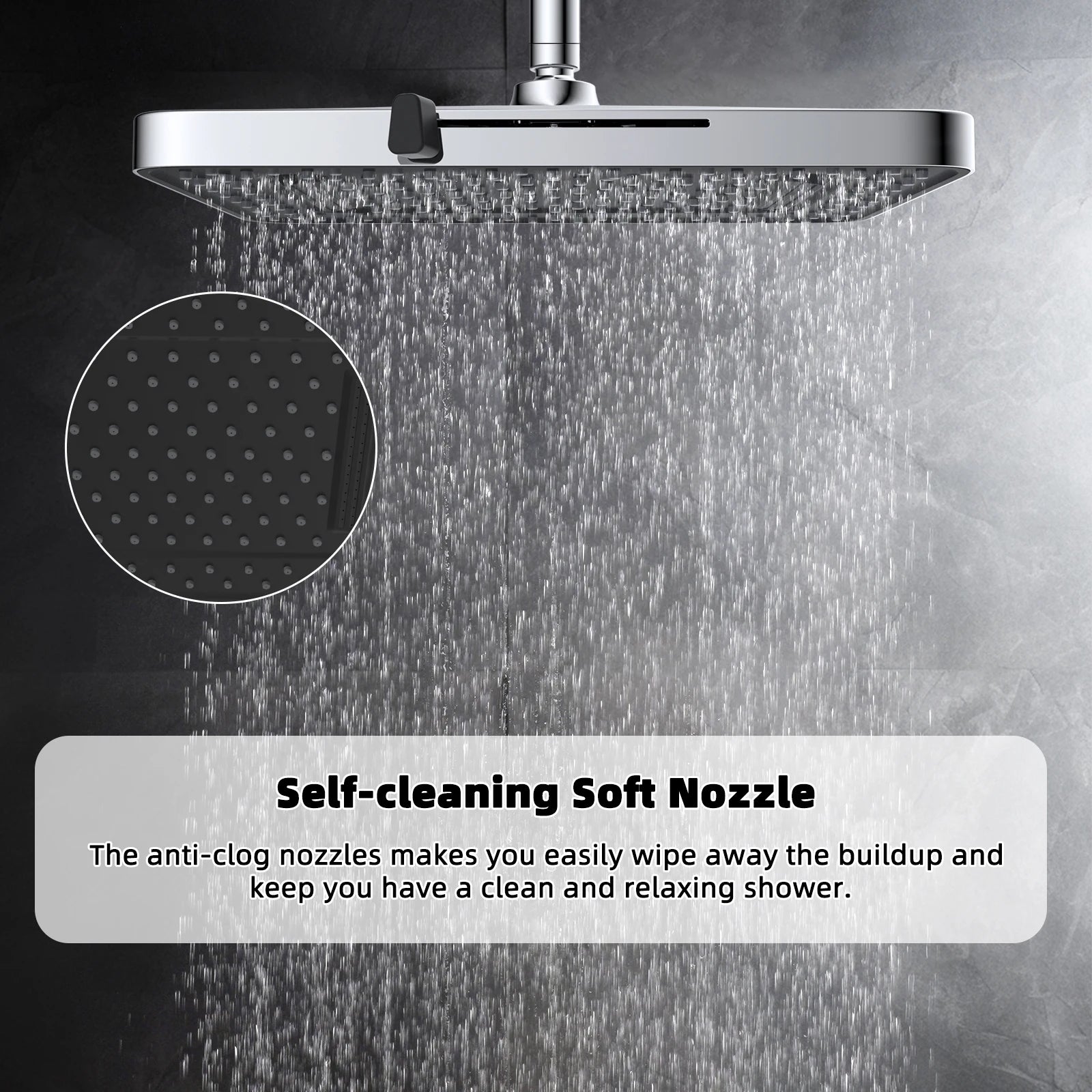 13″ High-Pressure Rain Shower Head – 5 Spray Modes, Chrome Finish