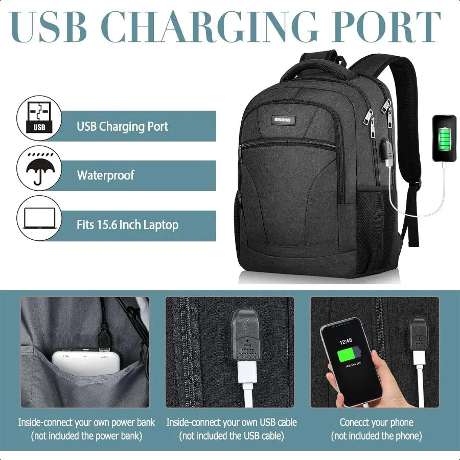 Unisex 15.6" School Laptop Backpack – Water-Resistant USB Charging Bookbag for Teen Boys, Girls, College Students & Adults