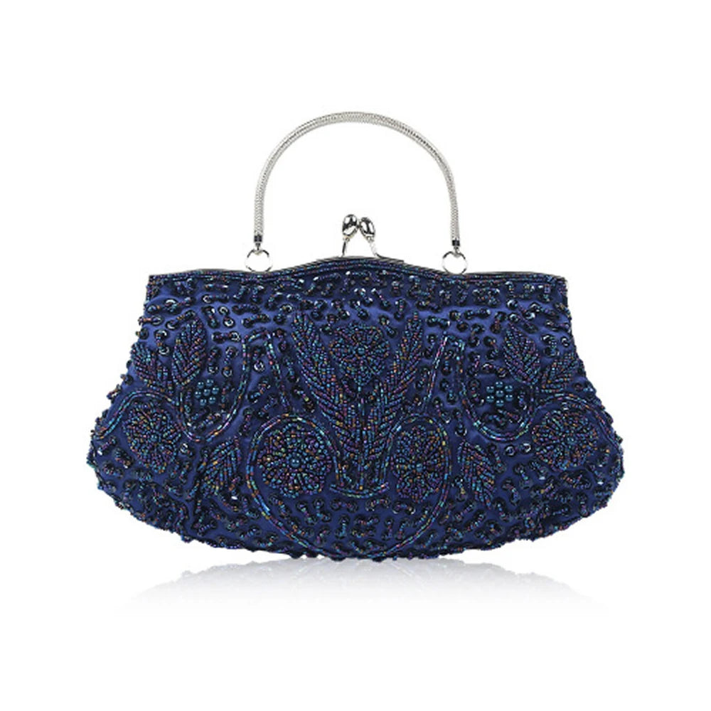 Beaded Women’s Evening Clutch with Chain-Shoulder Strap – Wedding Party Handbag