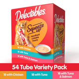 Squeeze Up Lickable Wet Cat Treats – Variety Pack of Creamy Flavors, 0.5oz Tubes, 54-Count Box