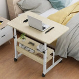 Student Desk Bedside Movable Double-Layer Space-Saving Table with Wheels