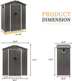 5 × 3 × 6 FT Metal Outdoor Storage Shed – Waterproof Garden Tool Shed with Side Window & Lockable Door