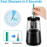 Electric Pencil Sharpener – Heavy-Duty Helical Blade, Auto-Stop for No.2 & Colored Pencils (6-8 mm)