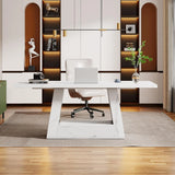 🖥️ 63" Modern Computer Desk – Large Office Executive Writing Desk with Faux Marble Finish for Home & Business