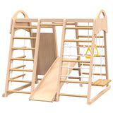 7-in-1 Indoor Jungle Gym Playset – Wooden Climber, Slide, Swing & Monkey Bars for Ages 2-6
