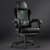 Ergonomic Gaming Chair with Pocket Spring Cushion – High-Back Gaming & Office Chair with Massage Lumbar Pillow, Adjustable Footrest & Headrest