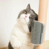 Removable Cat Corner Self-Grooming Brush – Wall-Mount Massage Comb & Hair Remover for Pets