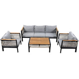 4-Piece Outdoor Sectional Sofa Set – Patio Conversation Set for 5 with Coffee Table