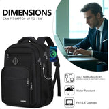 Black Backpack for Men & Boys – 15.6″ Laptop School Bag with USB Charging Port