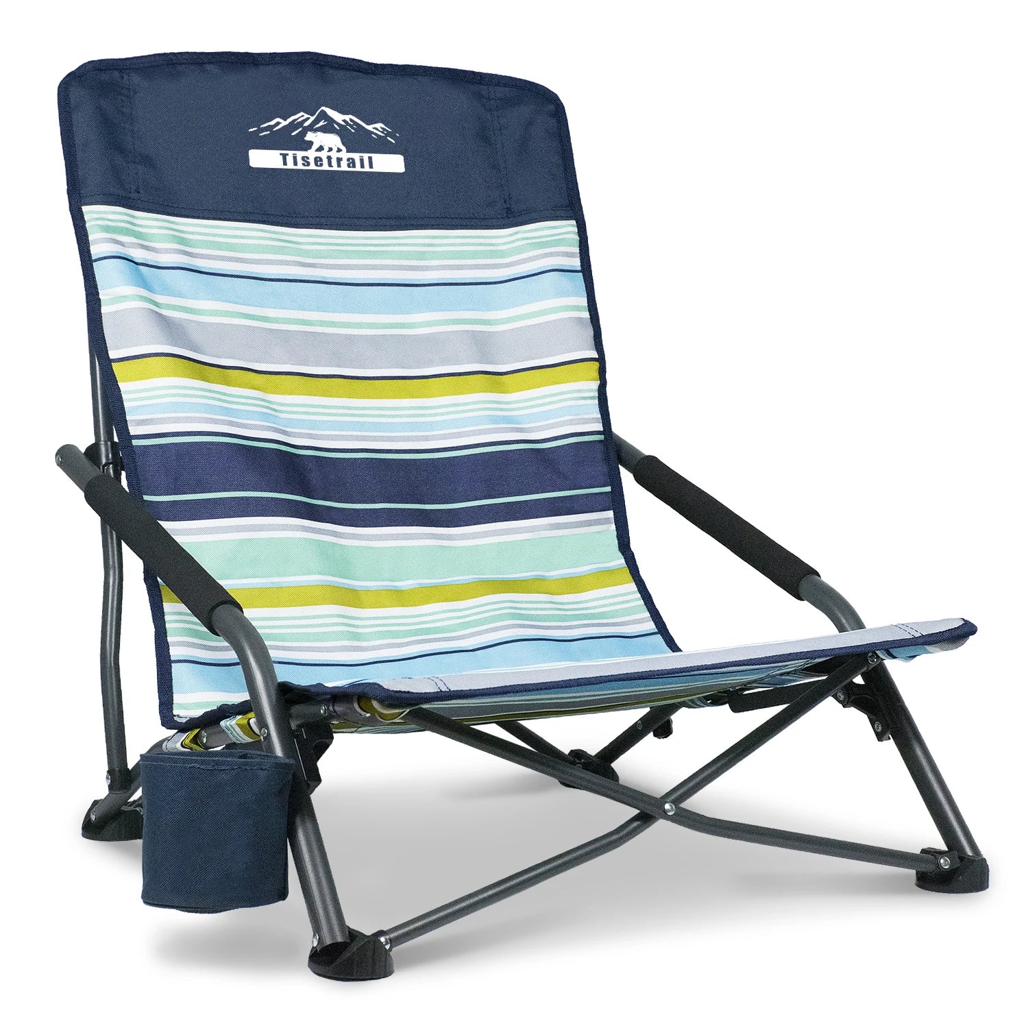 Tisetrail Portable Beach Chair – Low-Back Sling Folding Chair with Cup Holder for Adults (Lightweight, Indoor/Outdoor, Camping/Travel)