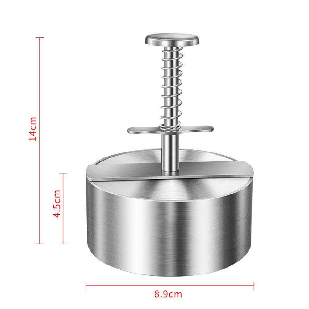 Stainless Steel Burger Patty Maker with Detachable Handle – Non-Stick Mold for Kitchen & Grilling