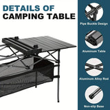 Portable Folding Aluminum Roll-Up Camping Table with Carry Bag – Lightweight Indoor/Outdoor Table for Backyard, BBQ & Travel