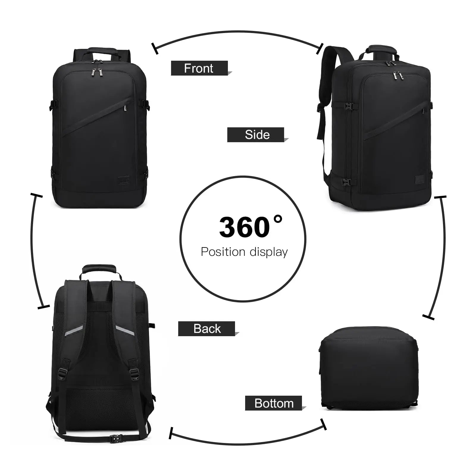 KONO 38L Carry-On Backpack (55×35×20 cm) – Cabin Size Travel Hand Luggage Shoulder Bag