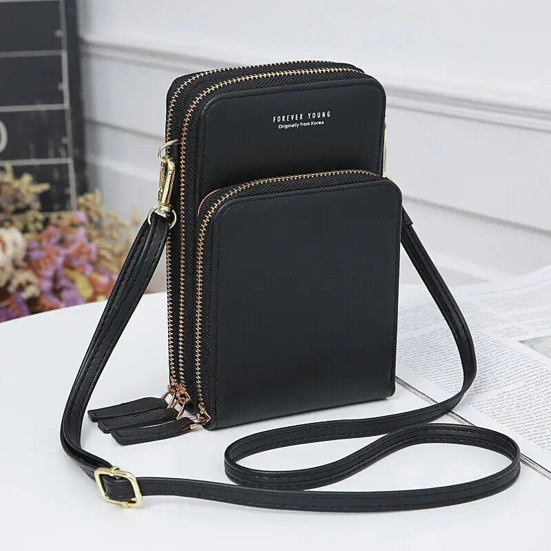 Dollver Crossbody Leather Purse – Large Capacity Wallet Shoulder Bag with Adjustable Strap, Phone Bag & Zipper Pocket