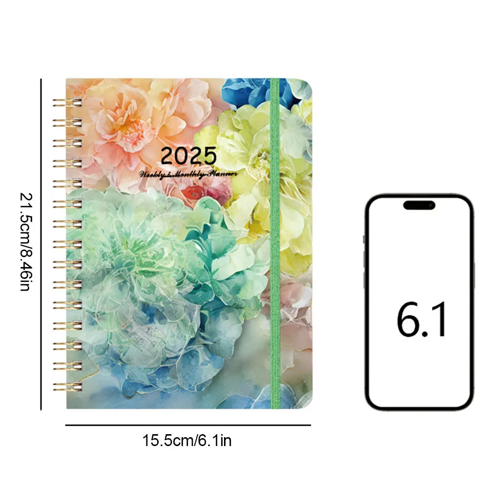 2025 A5 Diary Planner – Spiral-Bound Weekly & Monthly Organizer with Tabs for Office & School 📘