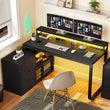 L-Shaped Gaming Computer Desk – Home Office Corner Desk with File Drawers for Storage & Organization