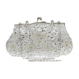 Women’s Retro Beaded Embroidered Evening Bag – Bridal Clutch with Chain Strap for Weddings, Parties & Banquets