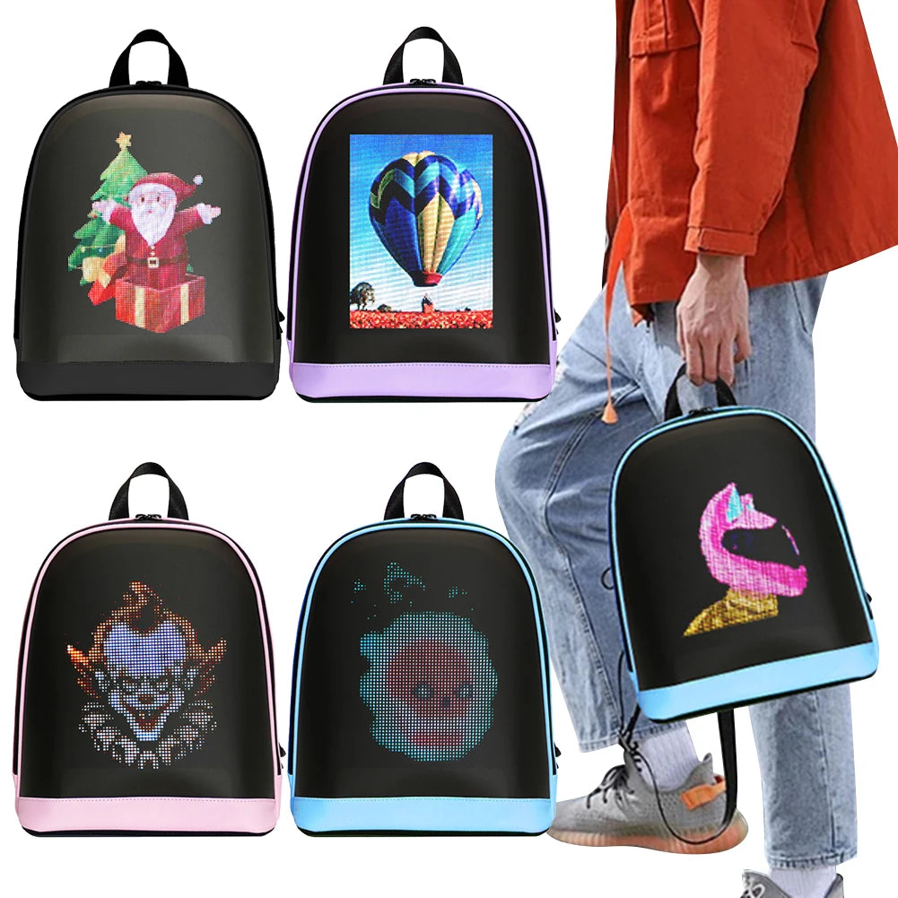 LED Advertising Backpack – App-Controlled Waterproof Motorcycle & Outdoor Pixel Screen Bag | Men & Women Travel Daypack