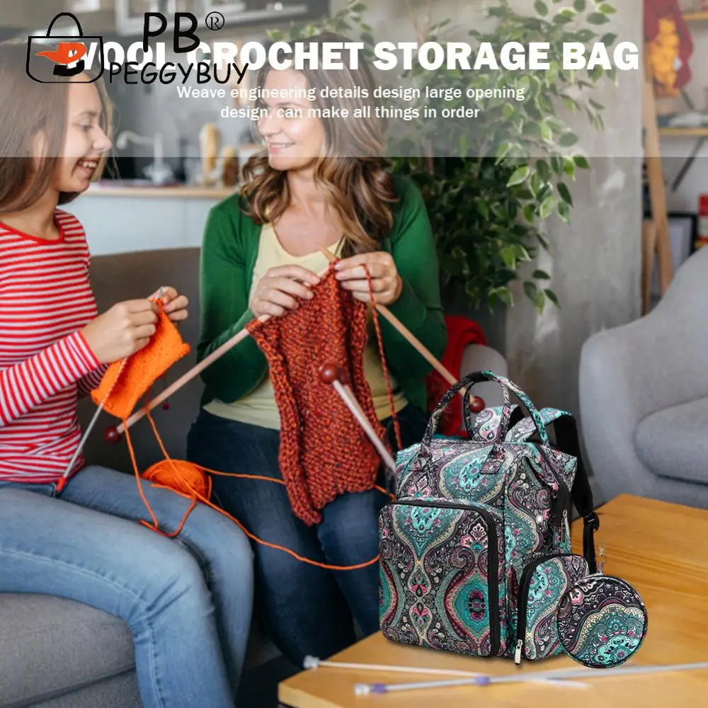 Thread & Yarn Storage Backpack — Large-Capacity Crochet Organizer Bag for Sewing & Craft Supplies